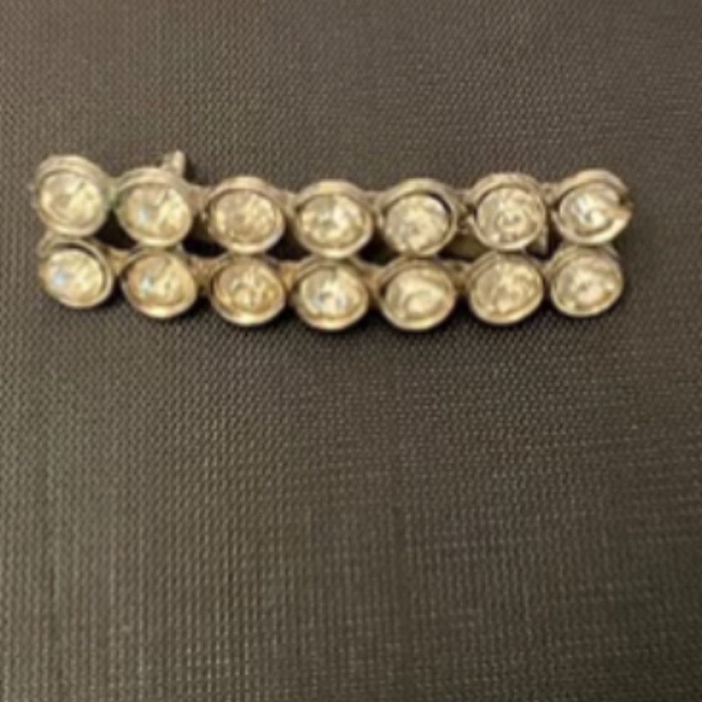Double Row of Clear Rhinestones Brooch